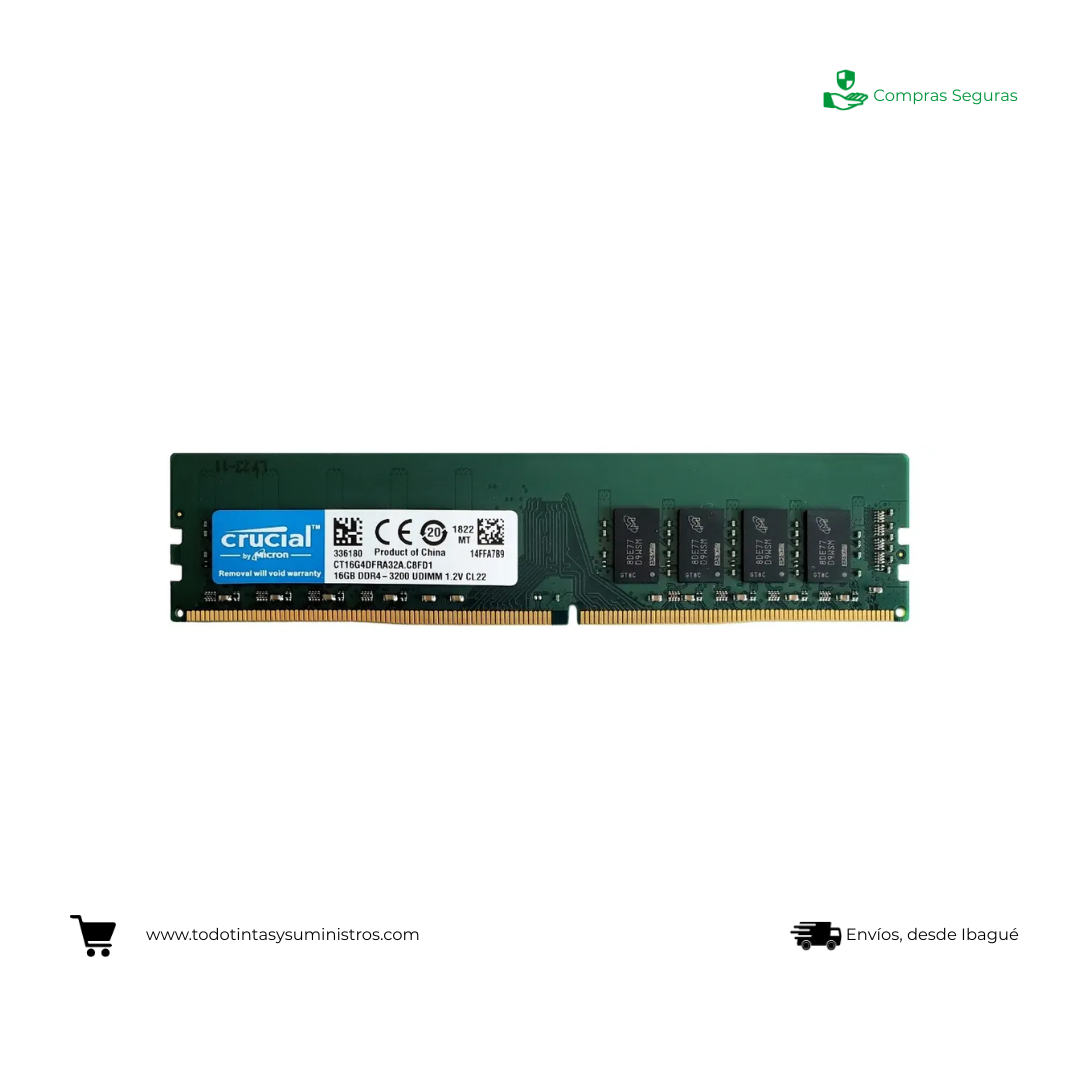 MEMORIA RAM PARA PC CRUCIAL DDR4 16GB 3200MHZ - Image 2
